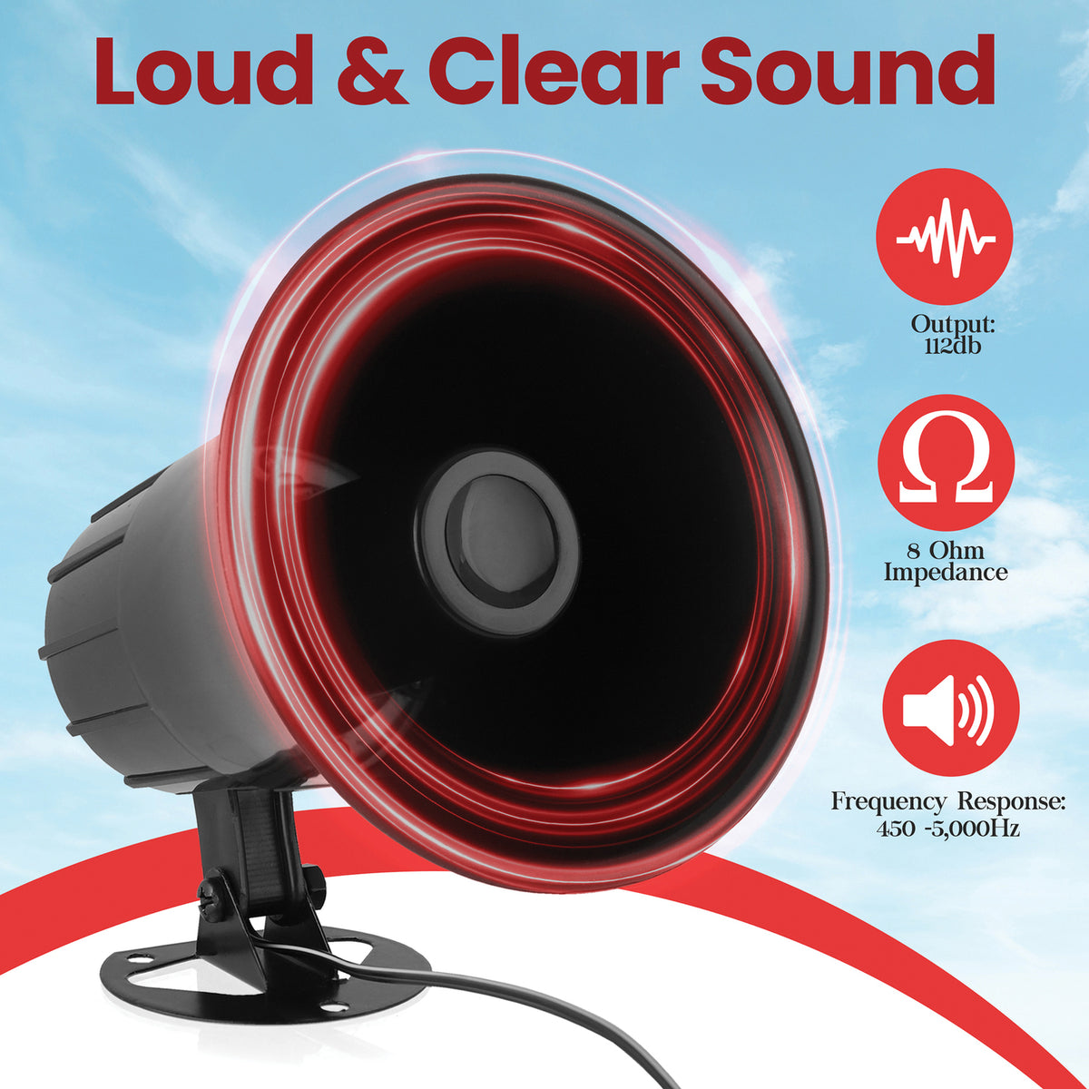 Pyle All-Weather 5-In. 25-Watt Pa Mono Extension Horn Speaker - 4