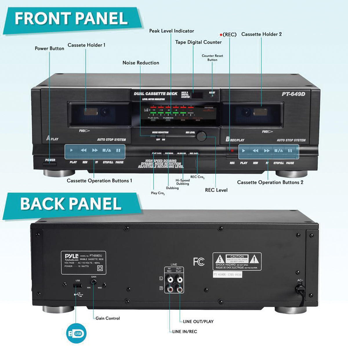 Pyle Dual Cassette Deck - 3