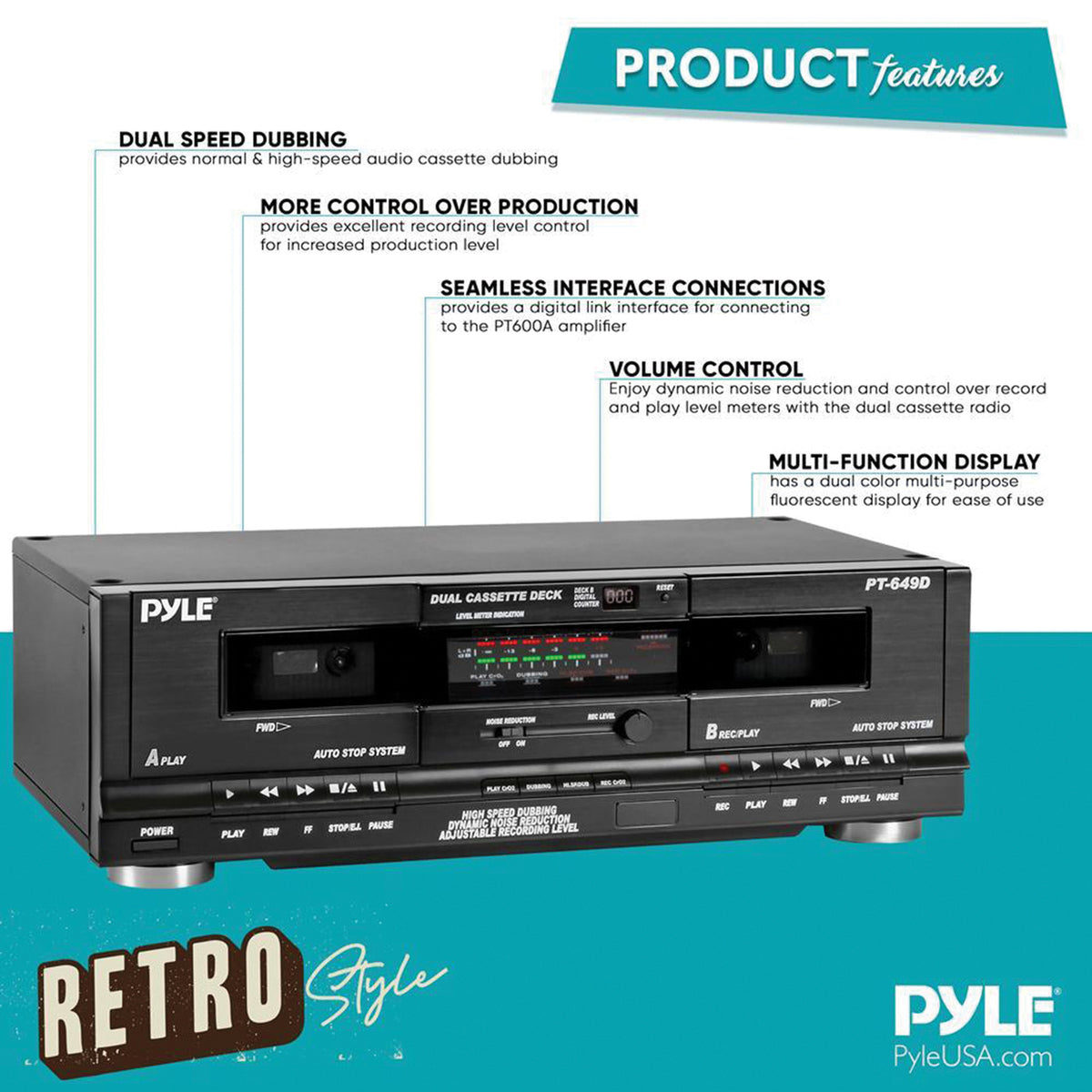 Pyle Dual Cassette Deck - 4