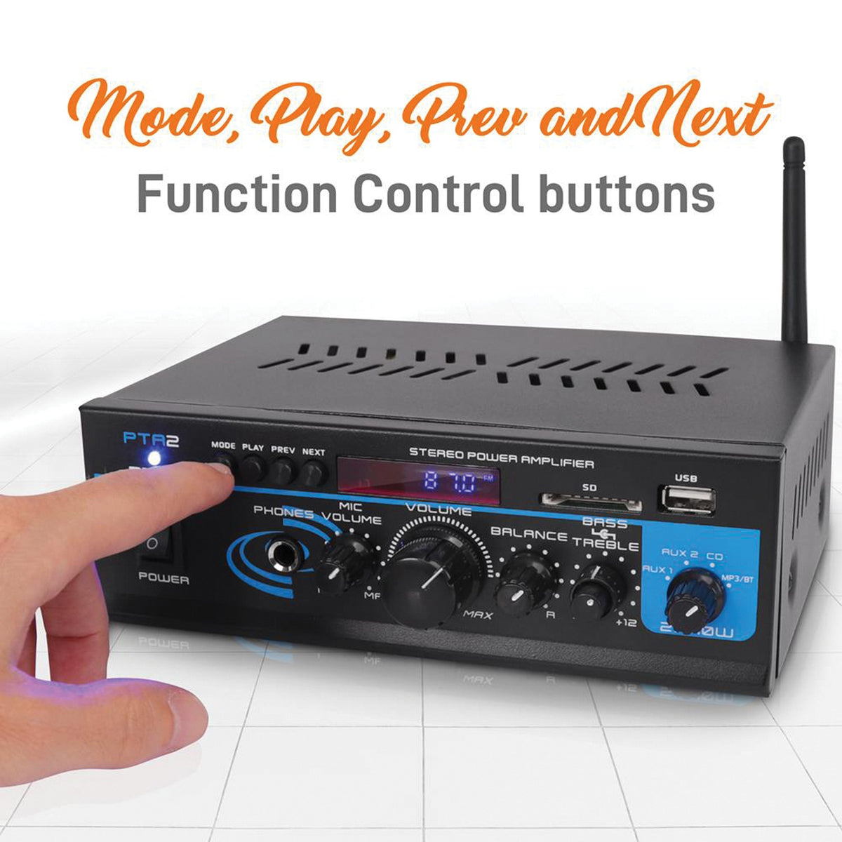 Pyle 80-Watt 2.0-Channel Mini Amplifier/Mixer/Pager - 6