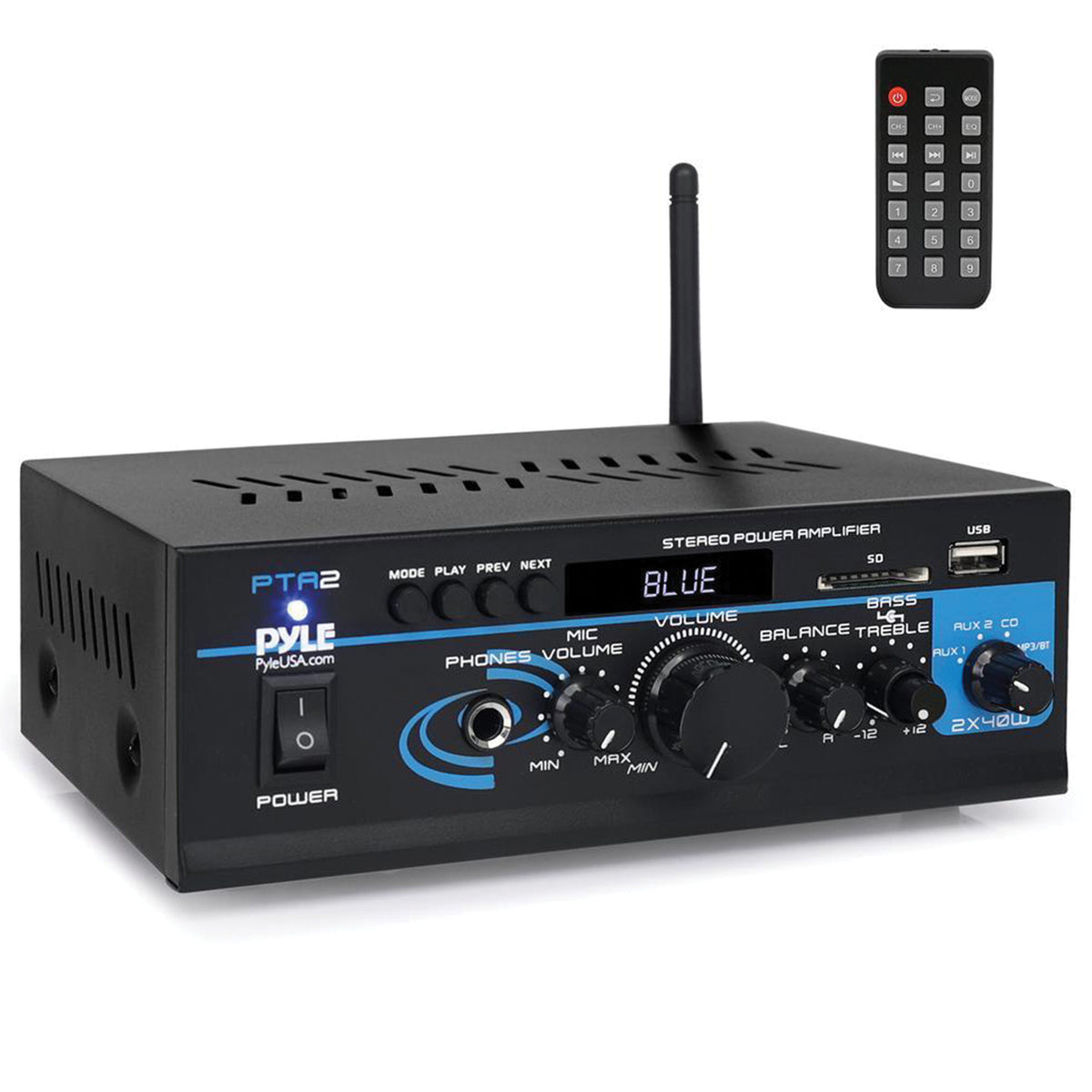 Pyle 80-Watt 2.0-Channel Mini Amplifier/Mixer/Pager - 2