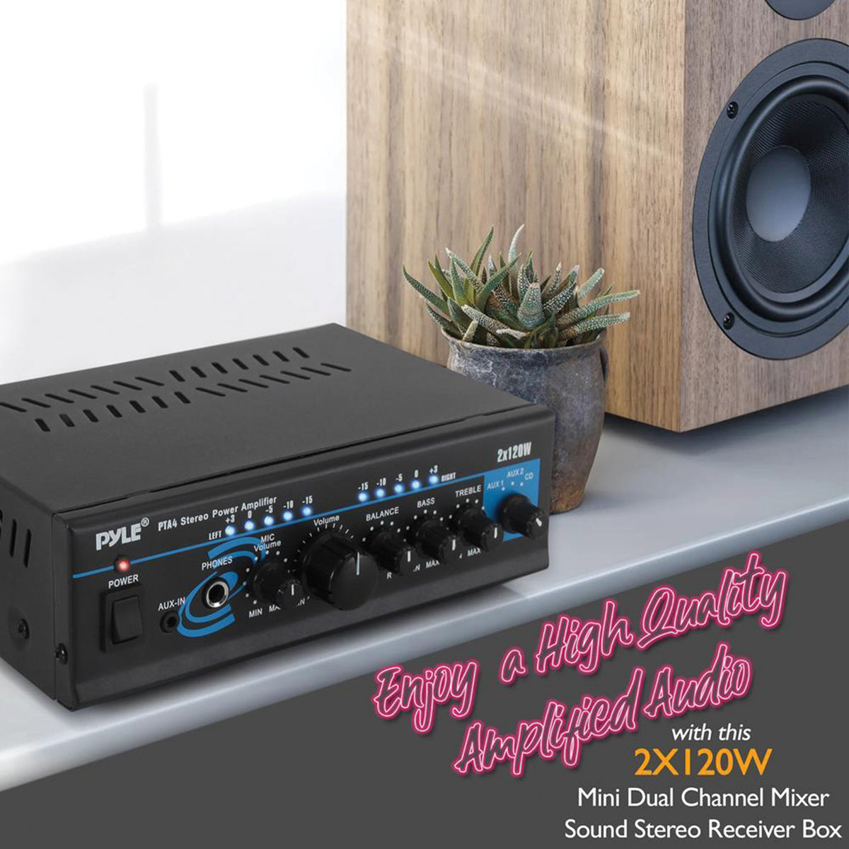 Pyle 240-Watt 2.0-Channel Mini Amplifier/Mixer/Pager - 4
