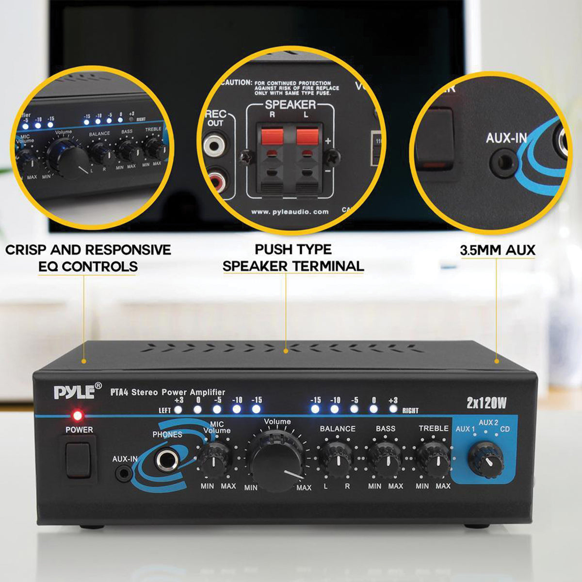 Pyle 240-Watt 2.0-Channel Mini Amplifier/Mixer/Pager - 7