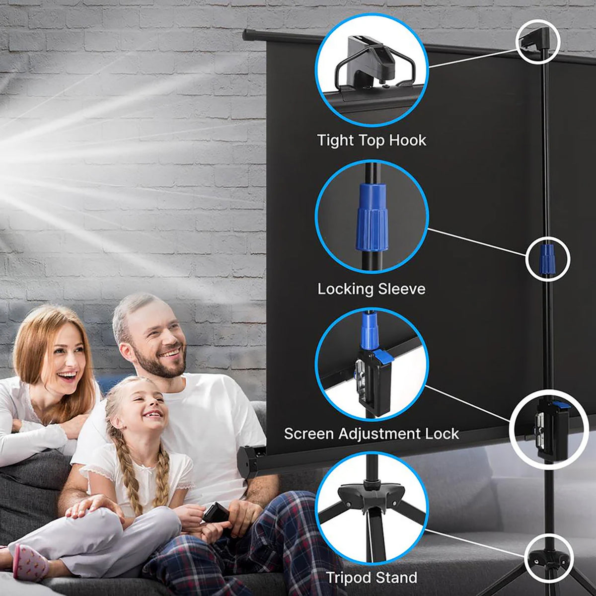 Pyle 60-In. Universal Floor-Standing Roll-up Projector Screen - 4
