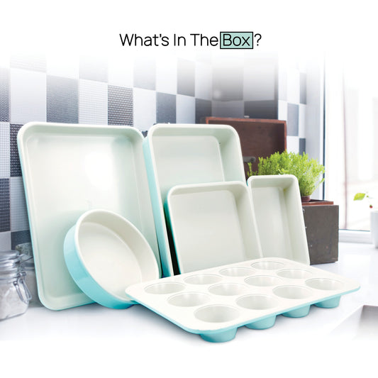 NutriChef 6-Piece Ceramic and Steel Non-Stick Baking Pans