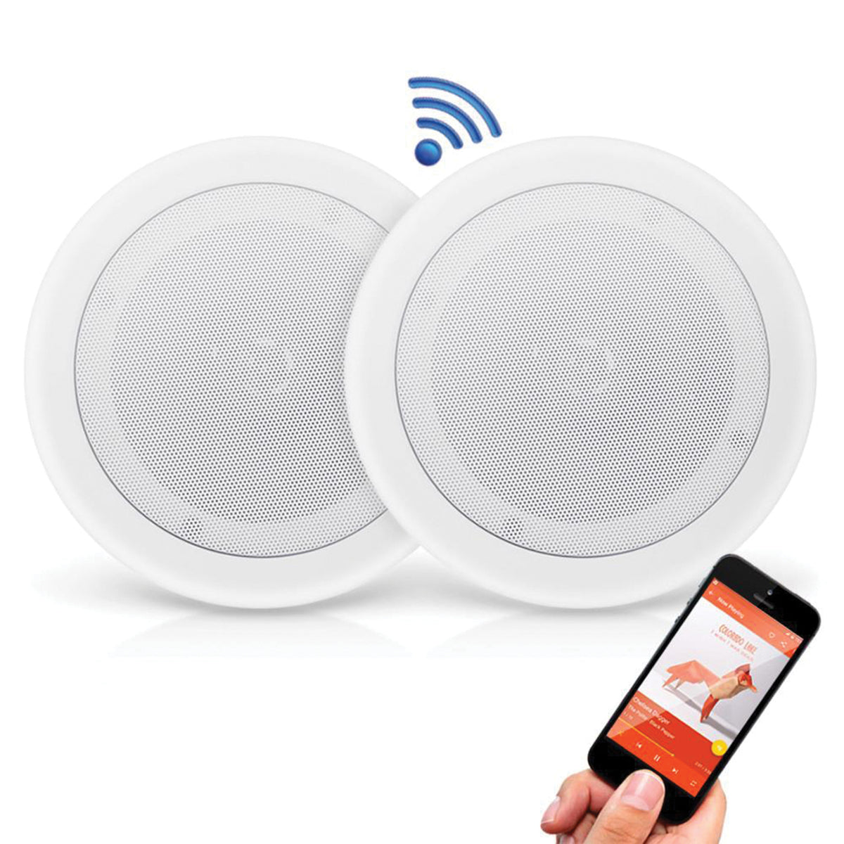 Pyle 8-In. 250-Watt-Max Bluetooth In-Ceiling/In-Wall Speaker Pair — White - 4