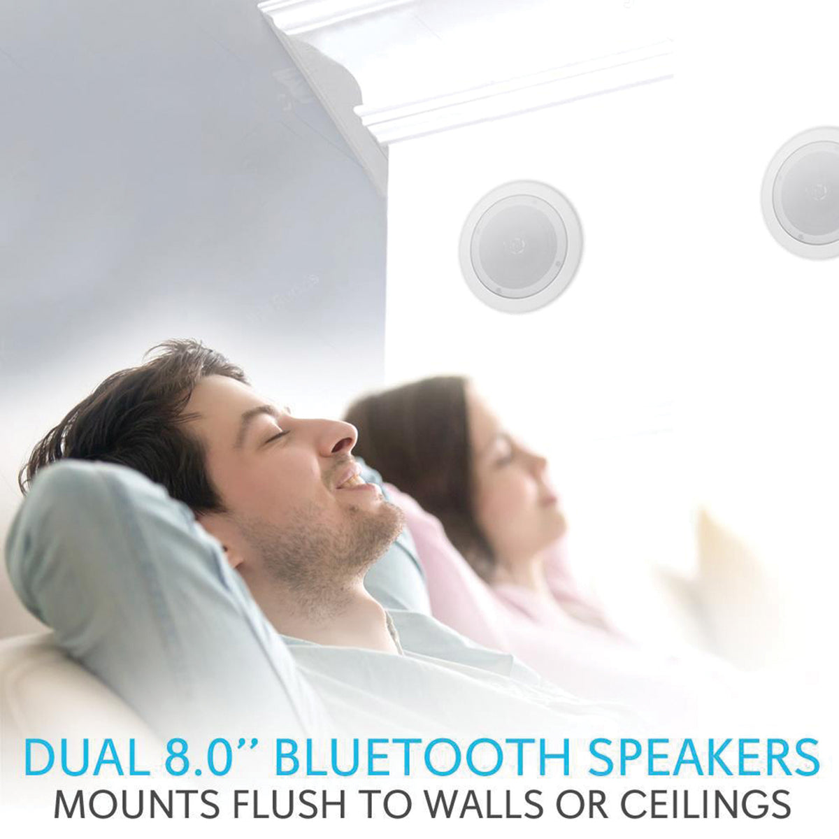 Pyle 8-In. 250-Watt-Max Bluetooth In-Ceiling/In-Wall Speaker Pair — White - 5