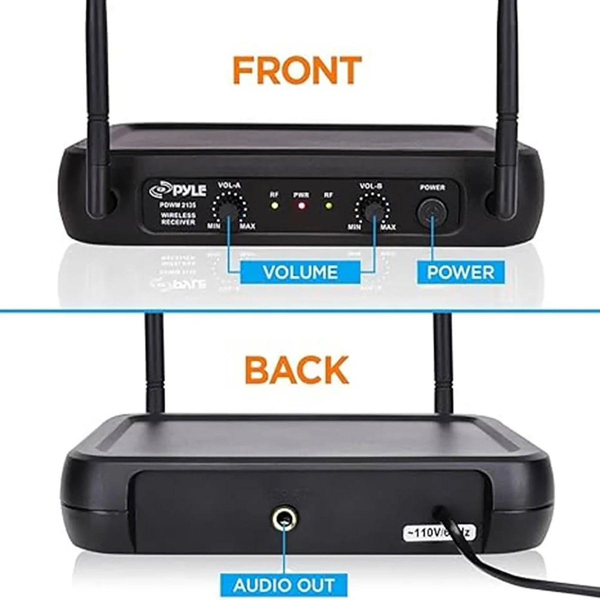 Pyle VHF Dual-Channel Fixed-Frequency Wireless Microphone System - 4