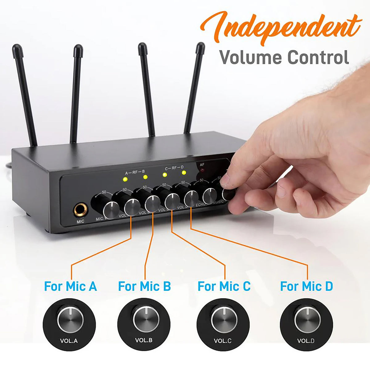 Pyle Home and Office UHF 50-Channel Wireless Microphone System - 2