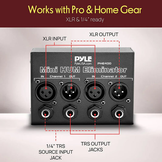 Pyle 2-Channel Mini 60-Hz AC Hum Eliminator Box