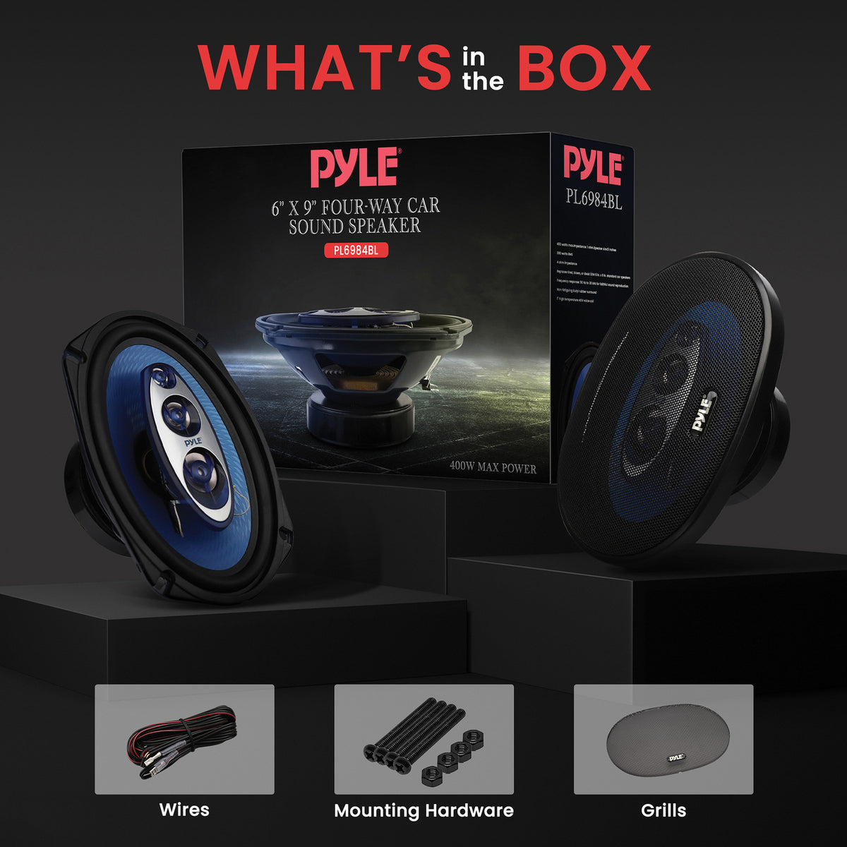 Pyle Blue Label 6-In. X 9-In. 400-Watt-Max 4-Way Coaxial Speakers - 5