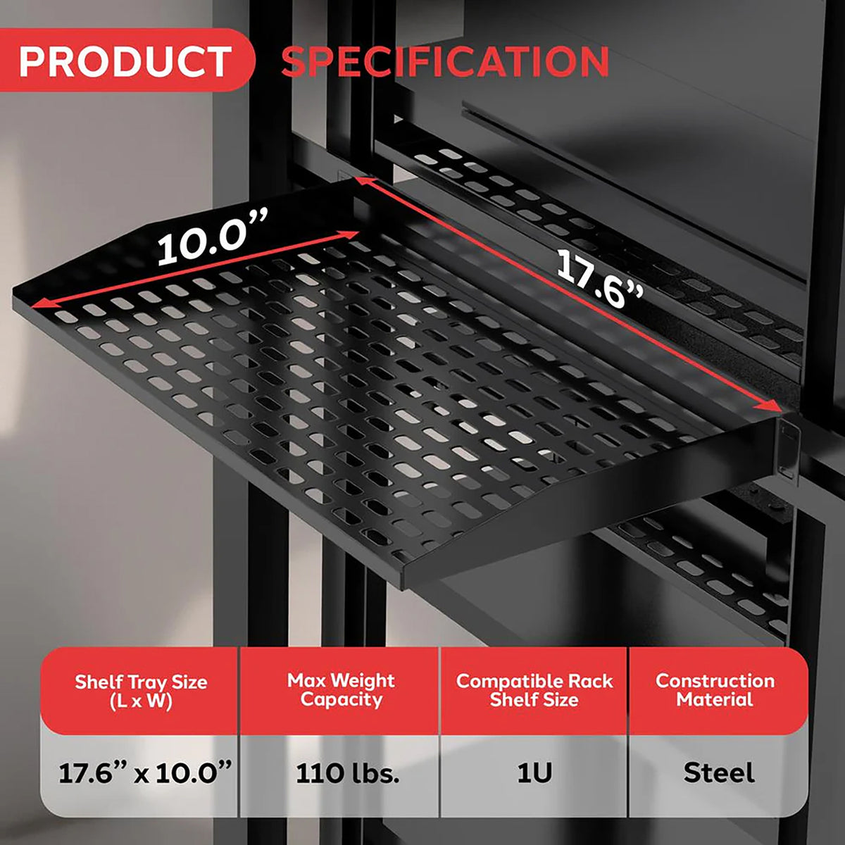 Pyle 1U Server Rack Mounting Shelf - 5