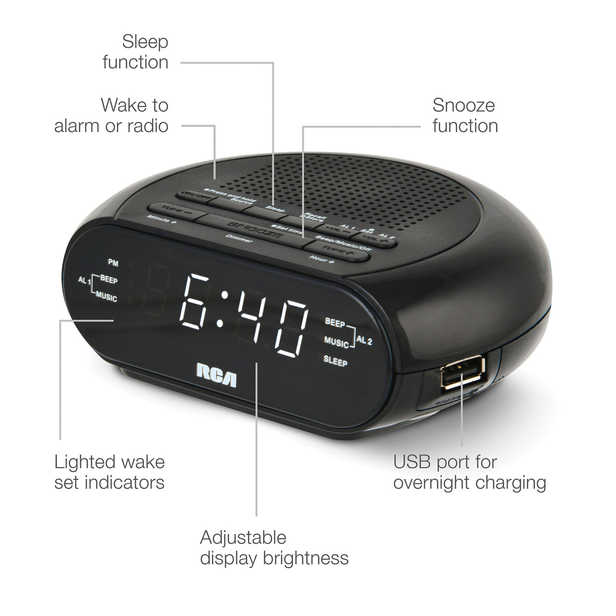 RCA Digital Radio Alarm Clock - 2