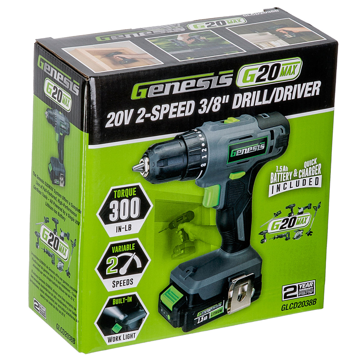 Genesis G20MAX 20-Volt Cordless Li-Ion 2-Speed 3/8-In. Drill Driver - 5
