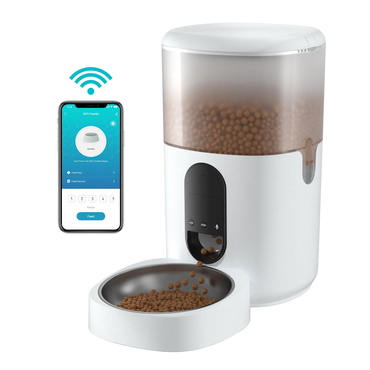 eco4life Wi-Fi 5.45-Qt. Smart Dry-Food Pet Feeder - 8