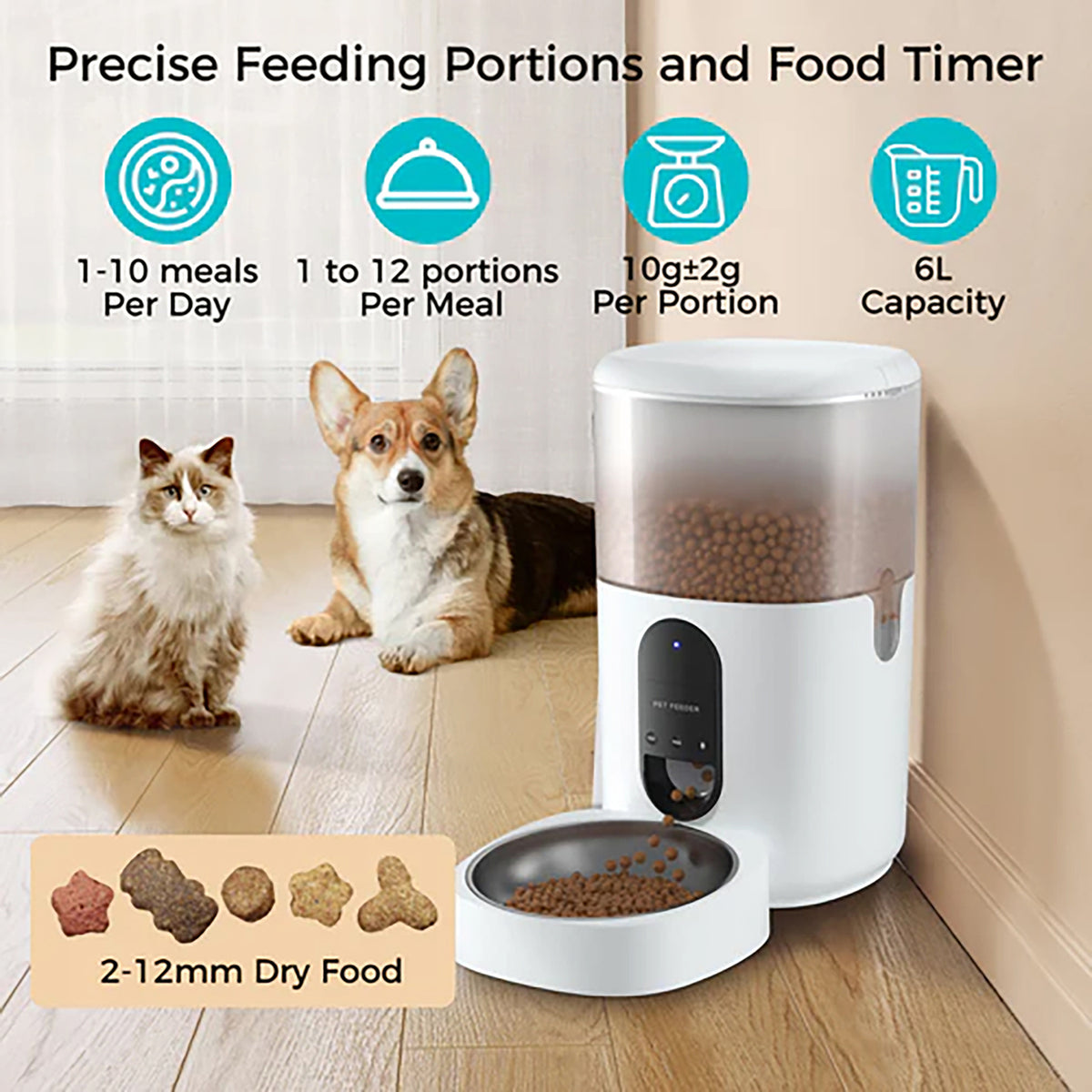 eco4life Wi-Fi 5.45-Qt. Smart Dry-Food Pet Feeder