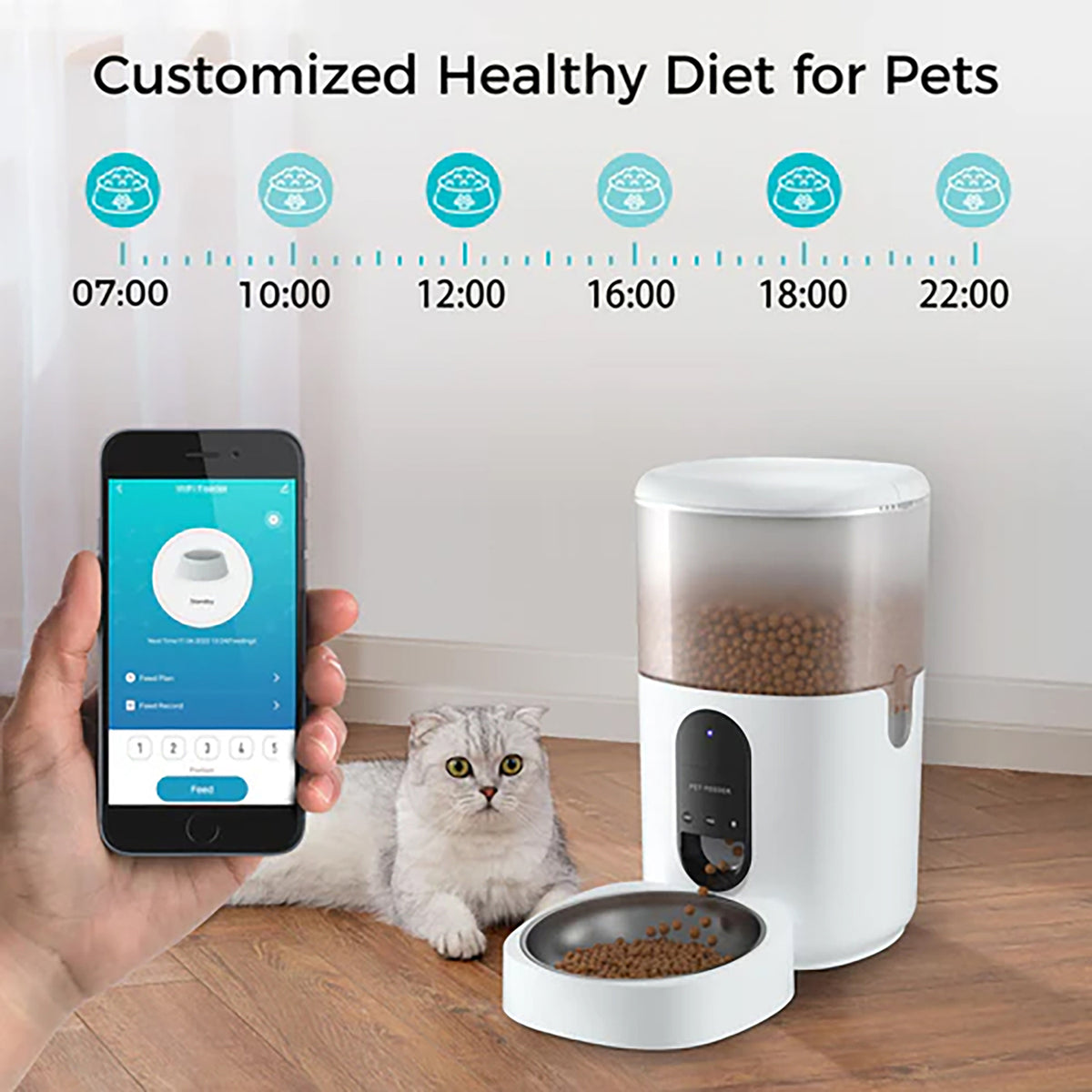 eco4life Wi-Fi 5.45-Qt. Smart Dry-Food Pet Feeder - 4