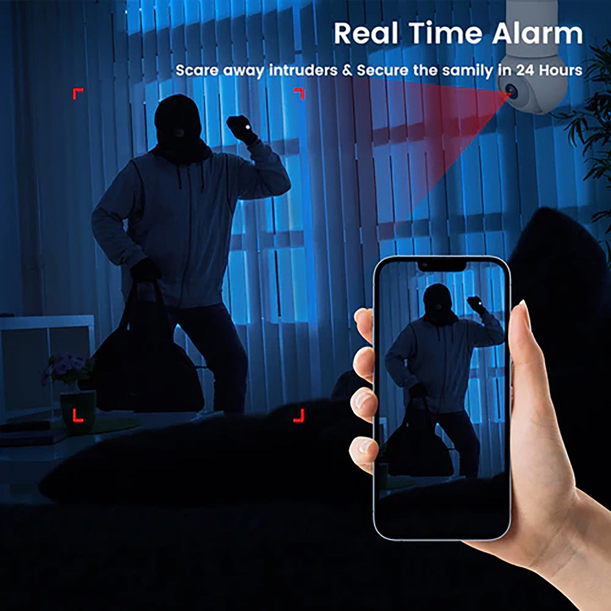 eco4life Wi-Fi 2K 1440p Smart Ptz Light Bulb Security Camera - 6