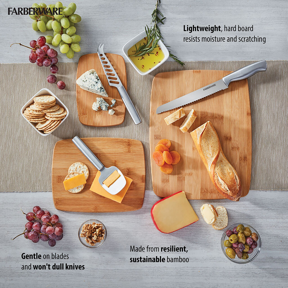 Farberware Classic Bamboo Cutting Board Set, 3 Pack - 3