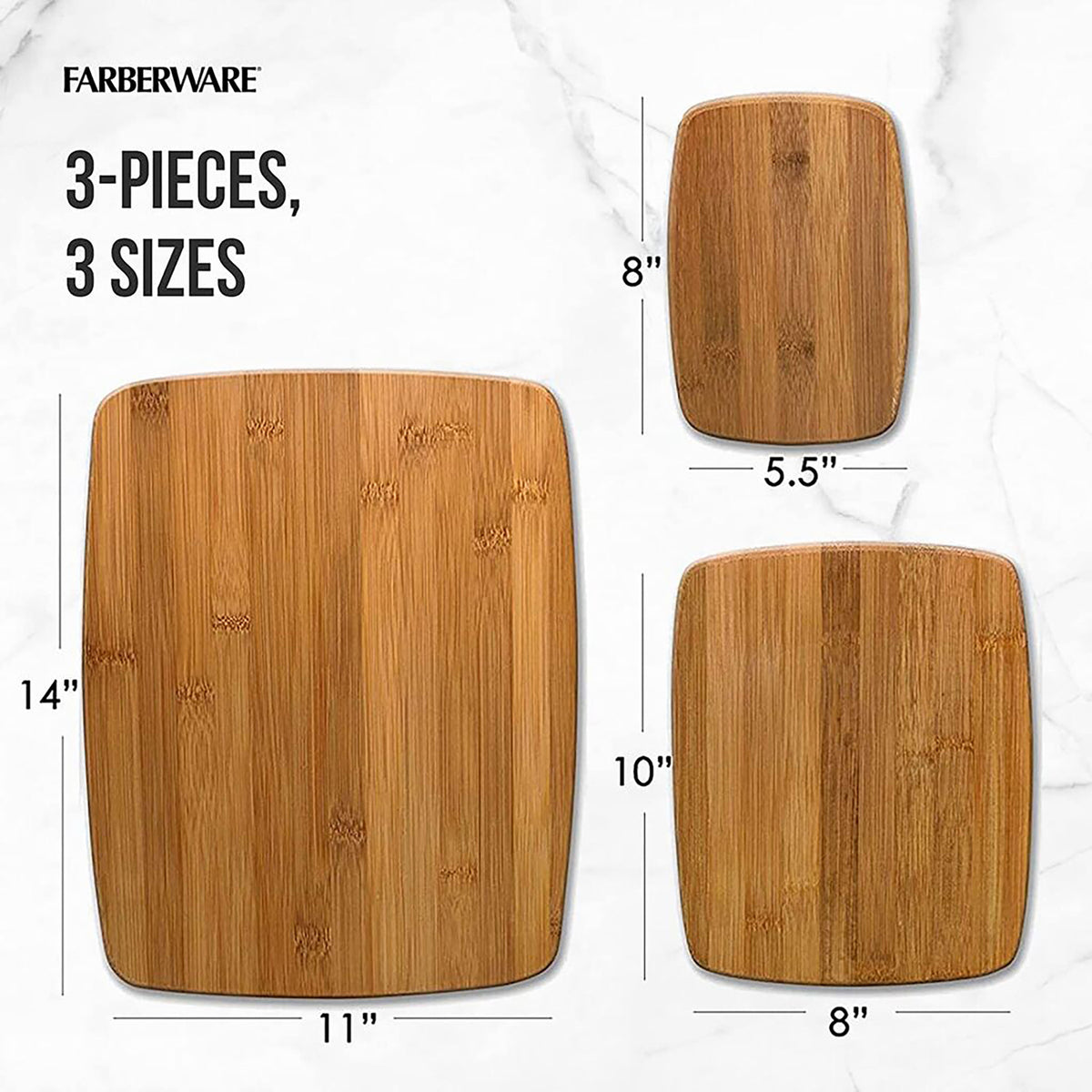 Farberware Classic Bamboo Cutting Board Set, 3 Pack - 5