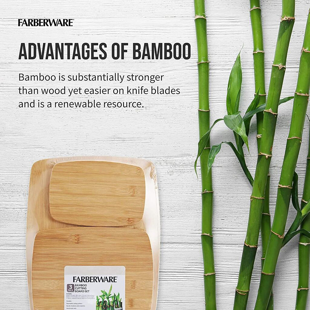 Farberware Classic Bamboo Cutting Board Set, 3 Pack - 7