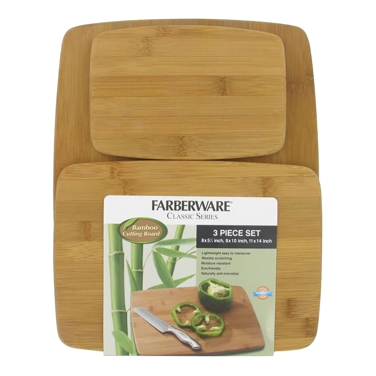 Farberware Classic Bamboo Cutting Board Set, 3 Pack - 12