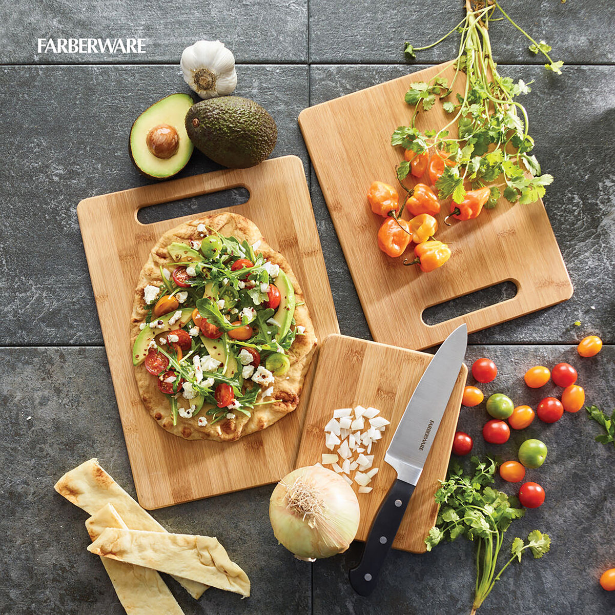 Farberware Bamboo Cutting Board Set, 3 Pack