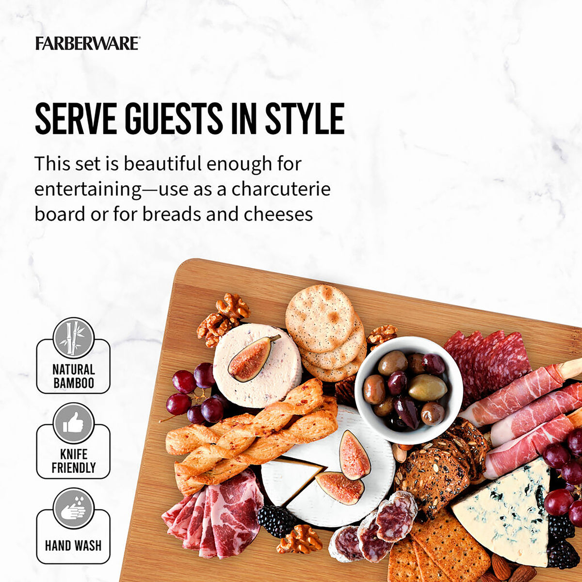 Farberware Bamboo Cutting Board Set, 3 Pack - 3