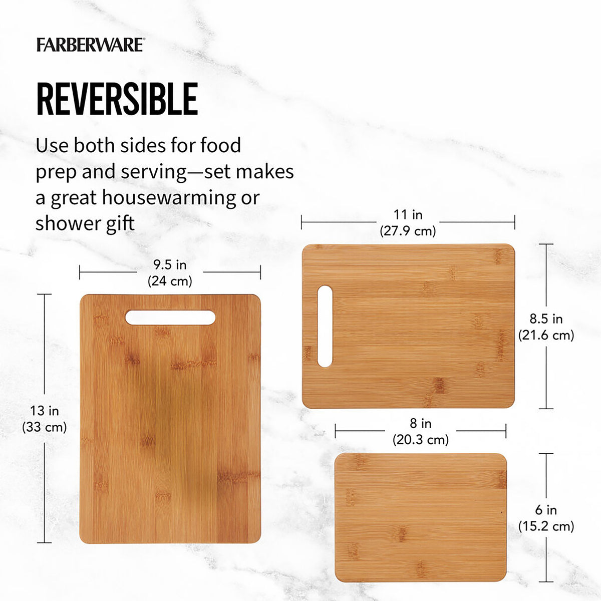 Farberware Bamboo Cutting Board Set, 3 Pack - 4