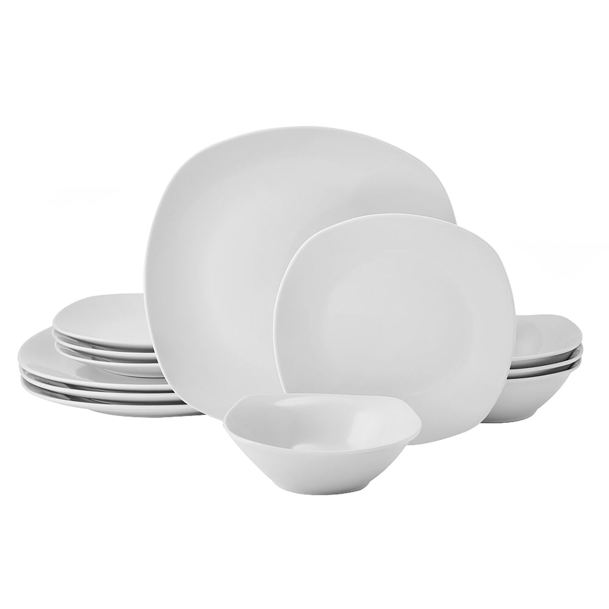 Studio Nova 12-Piece Square Porcelain Dinnerware Set - 4