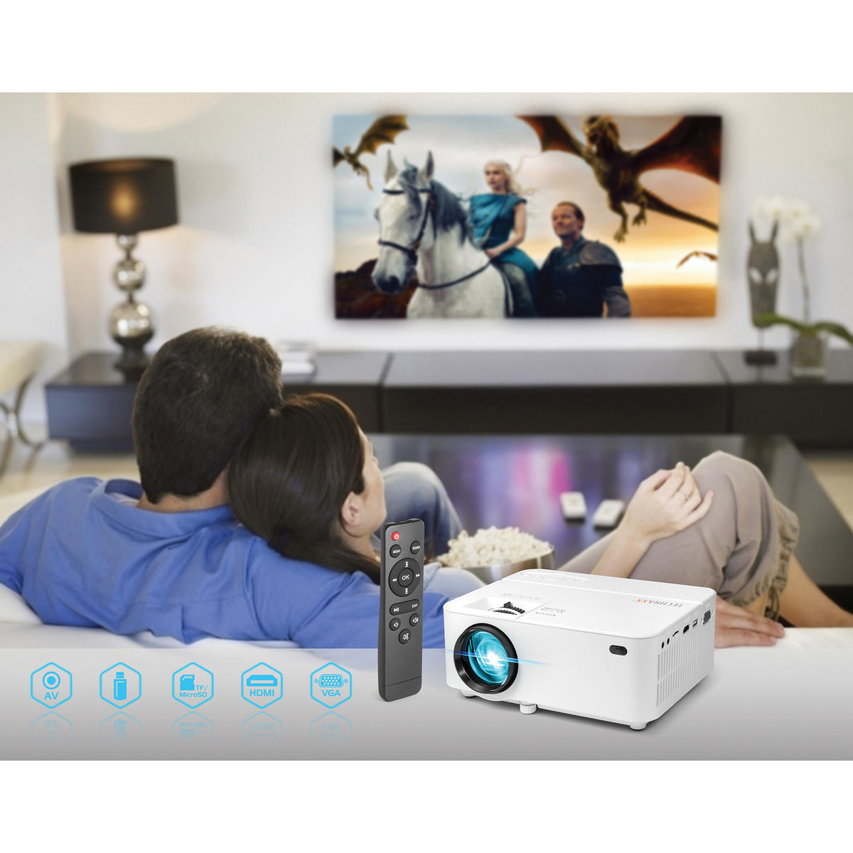 Technaxx Beamer 480p Mini-LED Projector, White, TX-113