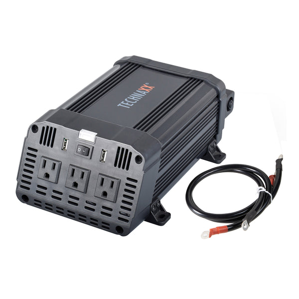 Technaxx TE16, vehículo con 3 tomas de CA y 2 puertos USB, 1.200 vatios continuos