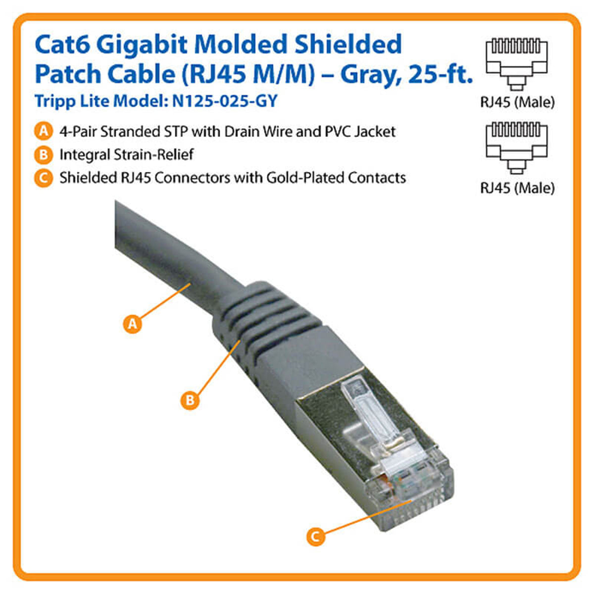 Tripp Lite by Eaton Gigabit Molded Shielded FTP Ethernet Cable - 2
