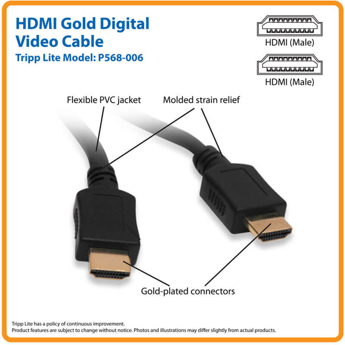 Tripp Lite by Eaton 4K UHD Male/Male High-Speed HDMI Cable - 2