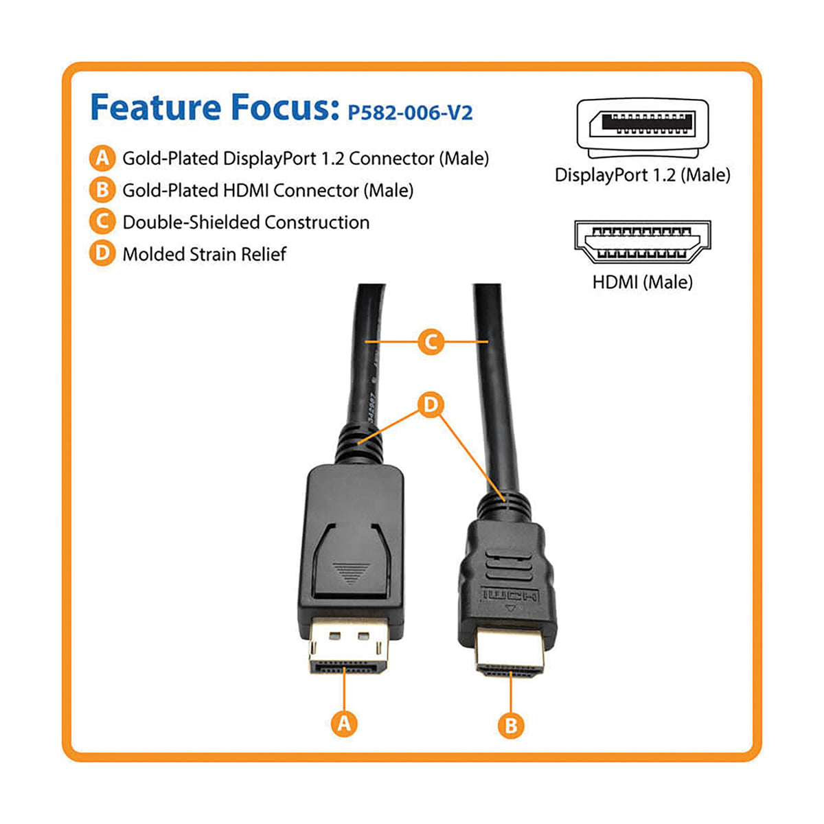 Tripp Lite by Eaton 4K at 30 Hz DisplayPort 1.2 Male - 3