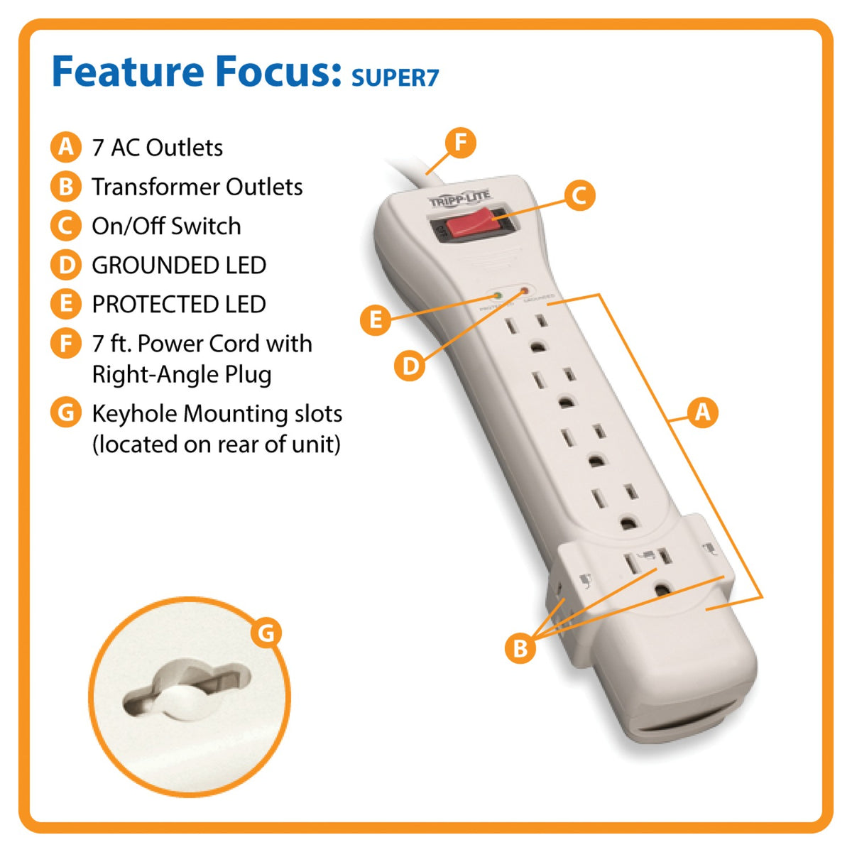 Tripp Lite by Eaton 7-AC Outlet 2,160 Joules Protect It! Surge Protector - 6
