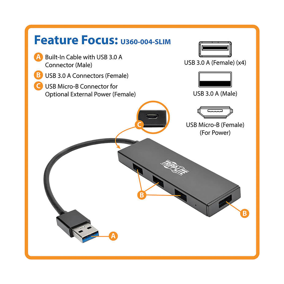 Tripp Lite by Eaton Portable USB 3.0 SuperSpeed 5-Gbps Mini Hub - 5
