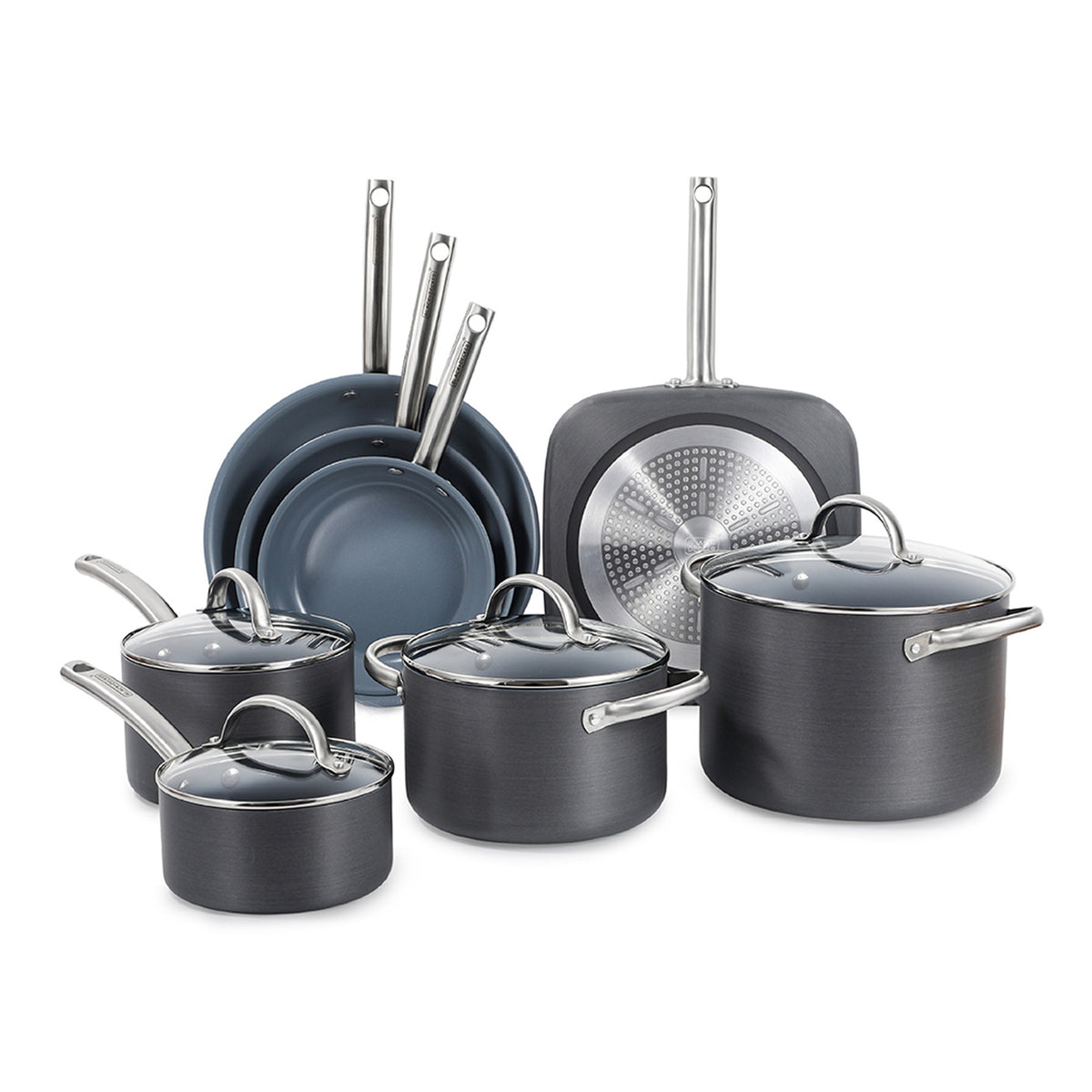 BLACK+DECKER 12-Piece Ceramic and Aluminum Cookware Set - 7