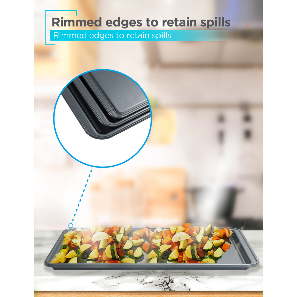 BLACK+DECKER 3-Piece Carbon Steel Baking Sheet Set - 4