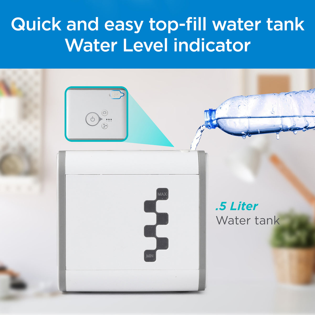 BLACK+DECKER 3-Speed Portable USB-Powered Desktop Evaporative Air Cooler - 8