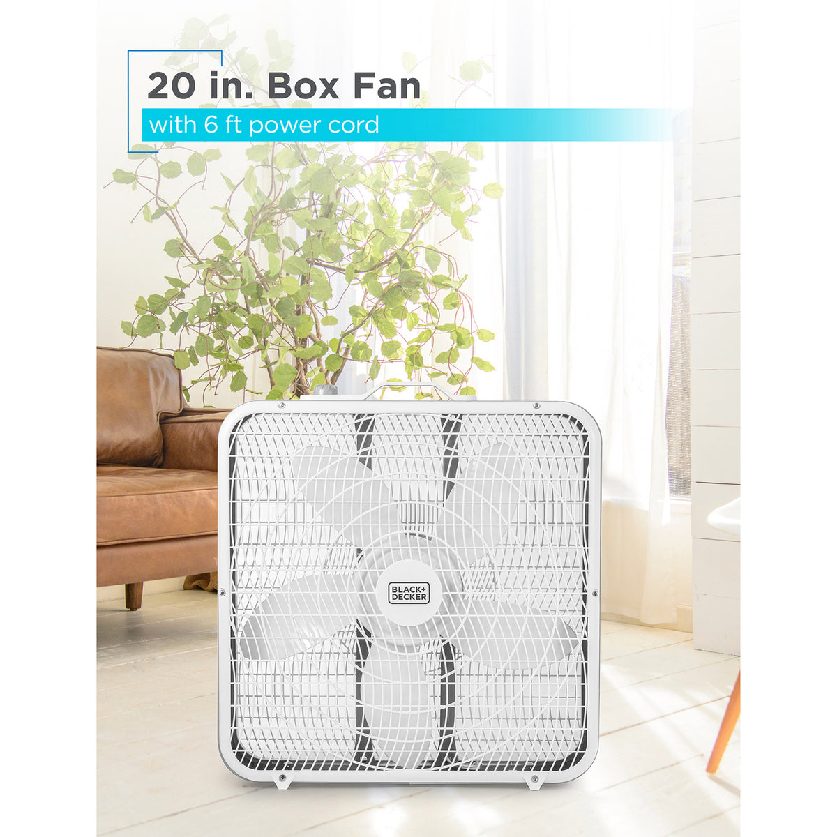 BLACK+DECKER 20-In. 3-Speed Portable Box Fan - 6