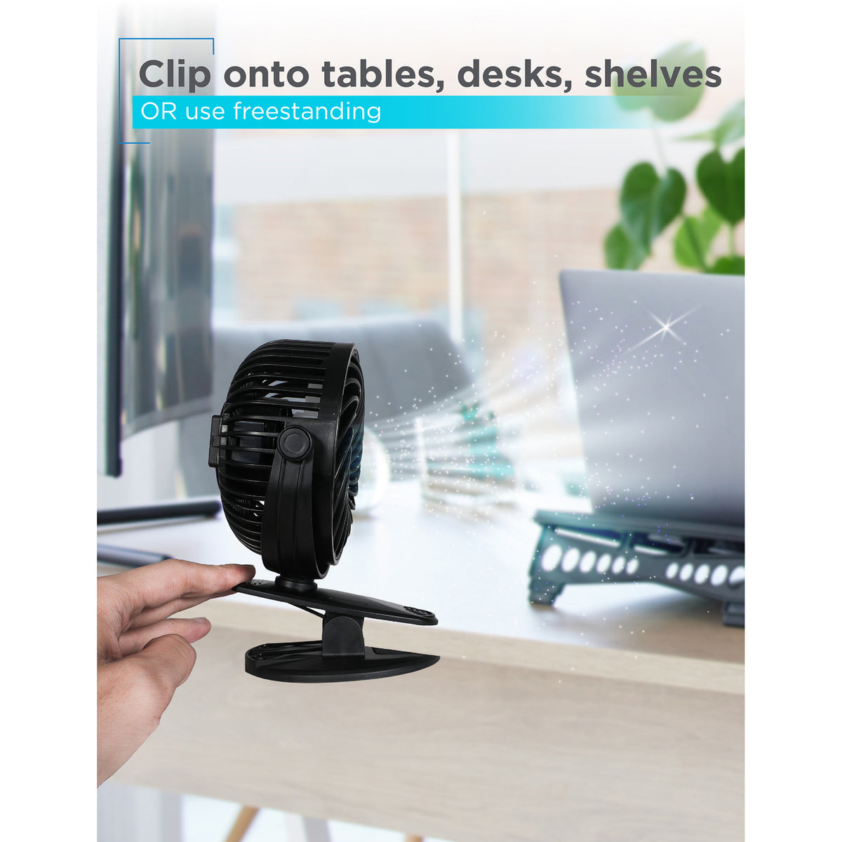BLACK+DECKER 4-In. 3-Speed Portable USB-Powered Convertible Clip Fan - 5
