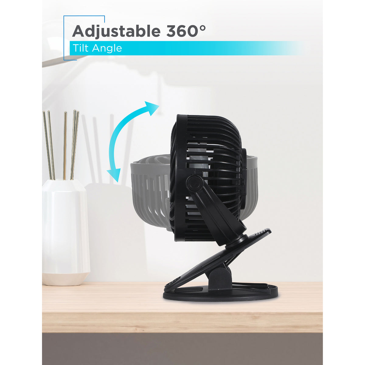 BLACK+DECKER 4-In. 3-Speed Portable USB-Powered Convertible Clip Fan - 7