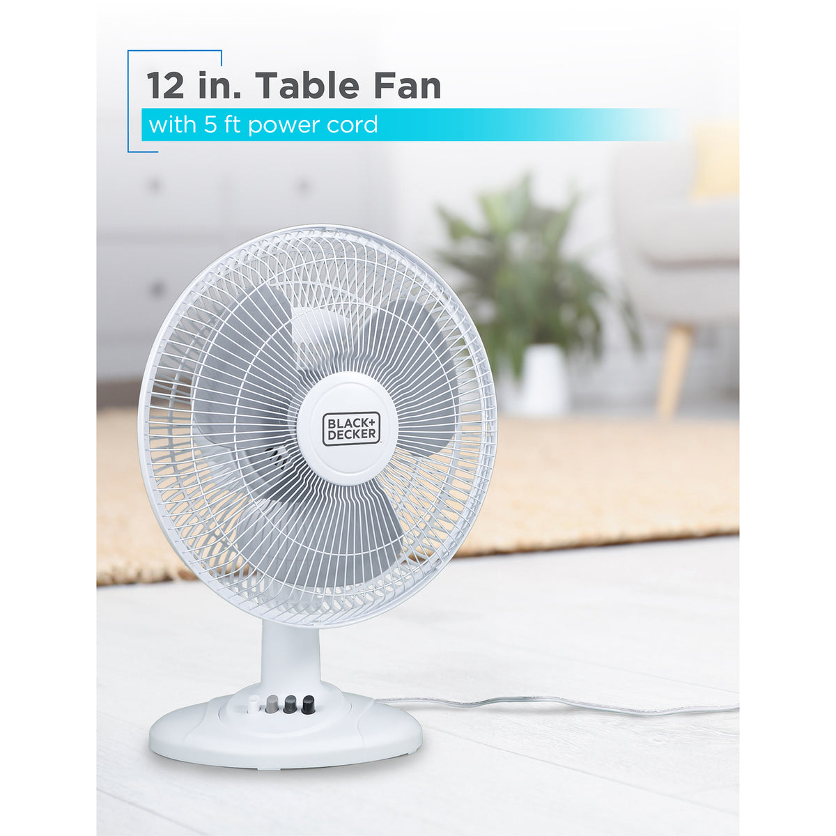 BLACK+DECKER 12-In. 3-Speed Oscillating Portable Table Fan - 6