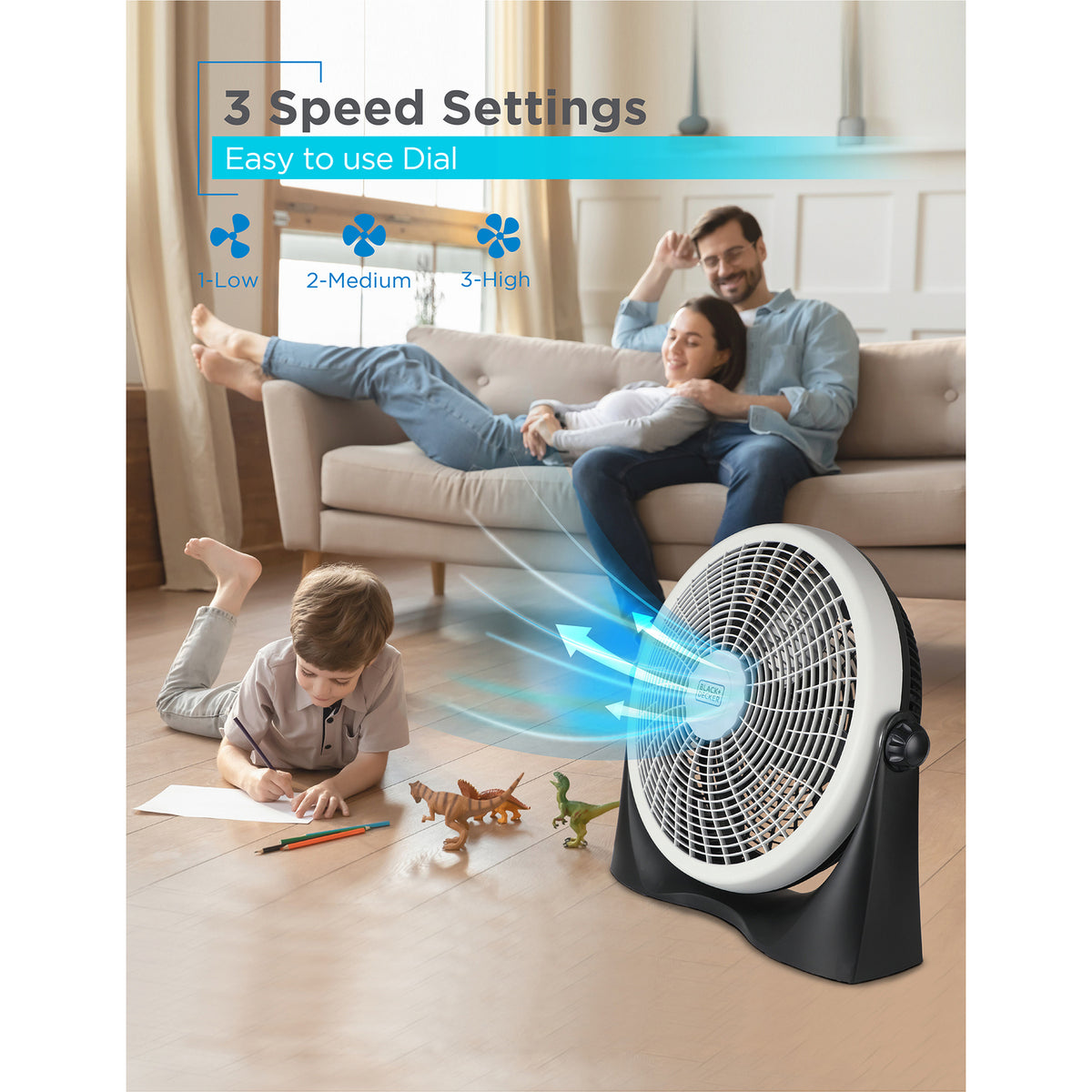BLACK+DECKER 16-In. 3-Speed Portable Floor Fan - 4