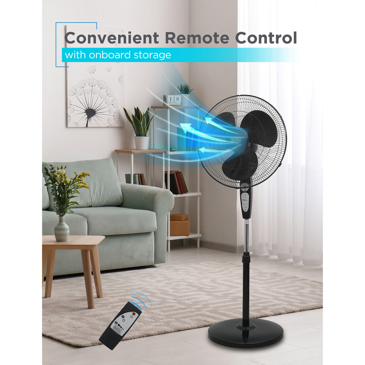 BLACK+DECKER 18-In. 3-Speed Oscillating Stand Fan - 3