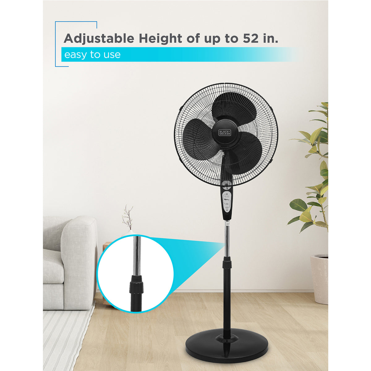 BLACK+DECKER 18-In. 3-Speed Oscillating Stand Fan - 5