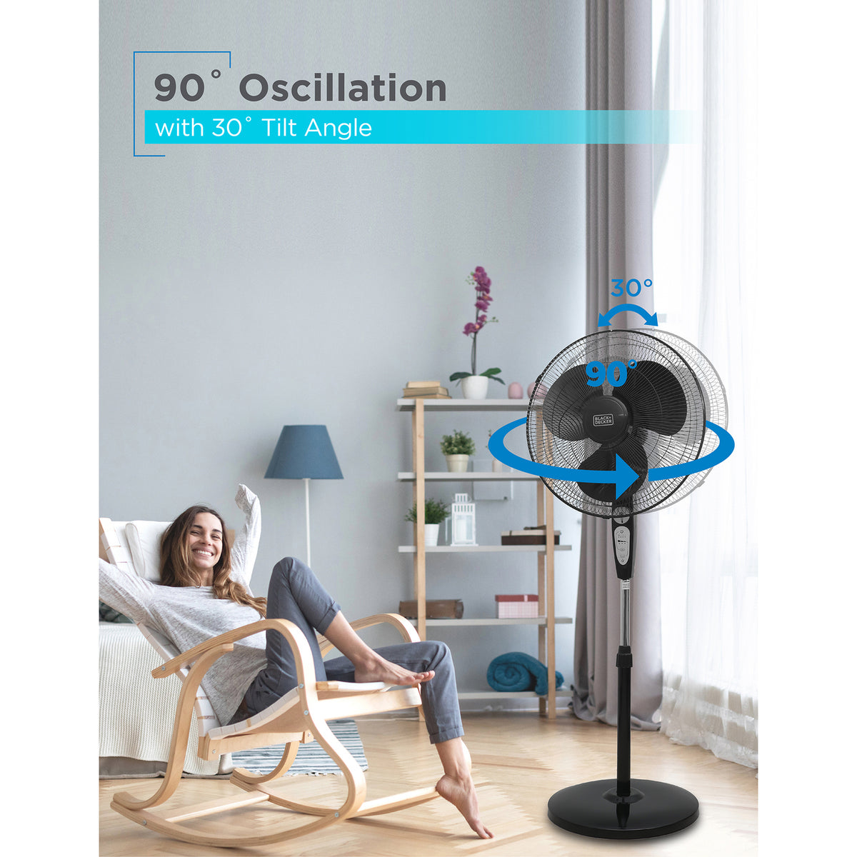 BLACK+DECKER 18-In. 3-Speed Oscillating Stand Fan - 6