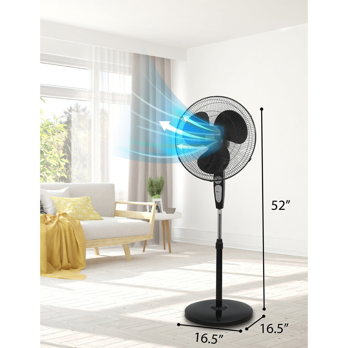 BLACK+DECKER 18-In. 3-Speed Oscillating Stand Fan - 8