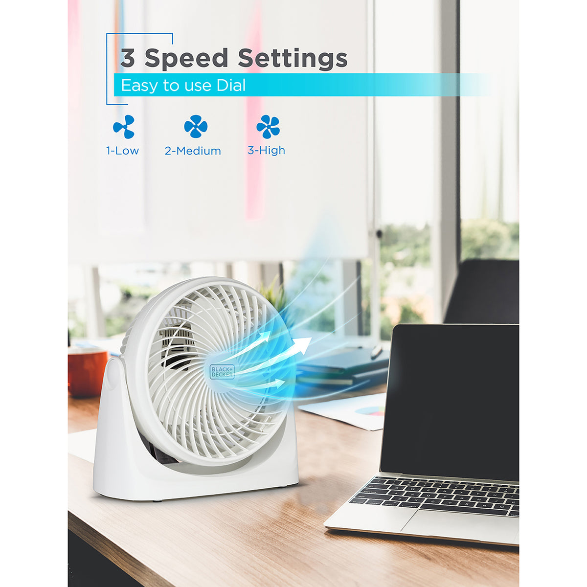 BLACK+DECKER 7-In. 3-Speed Portable Turbo Table Fan - 4